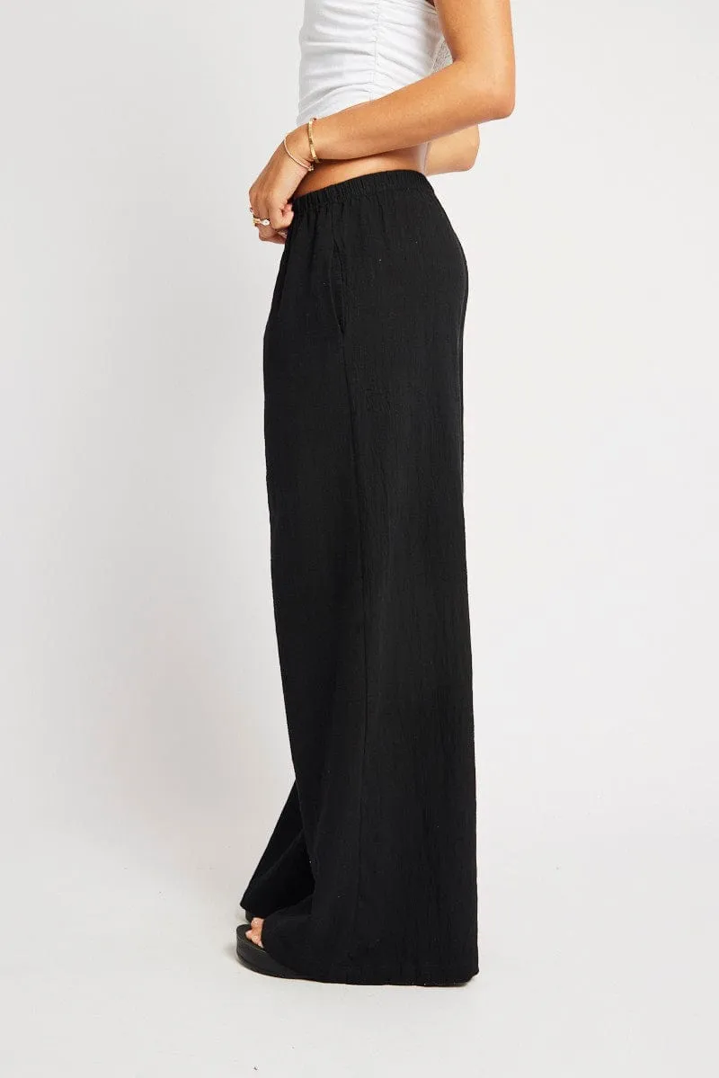 Black Wide Leg Pants High Rise sold by Ally Fashion product image thumbnail 4