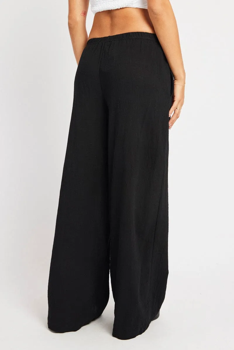 Black Wide Leg Pants High Rise sold by Ally Fashion product image thumbnail 5