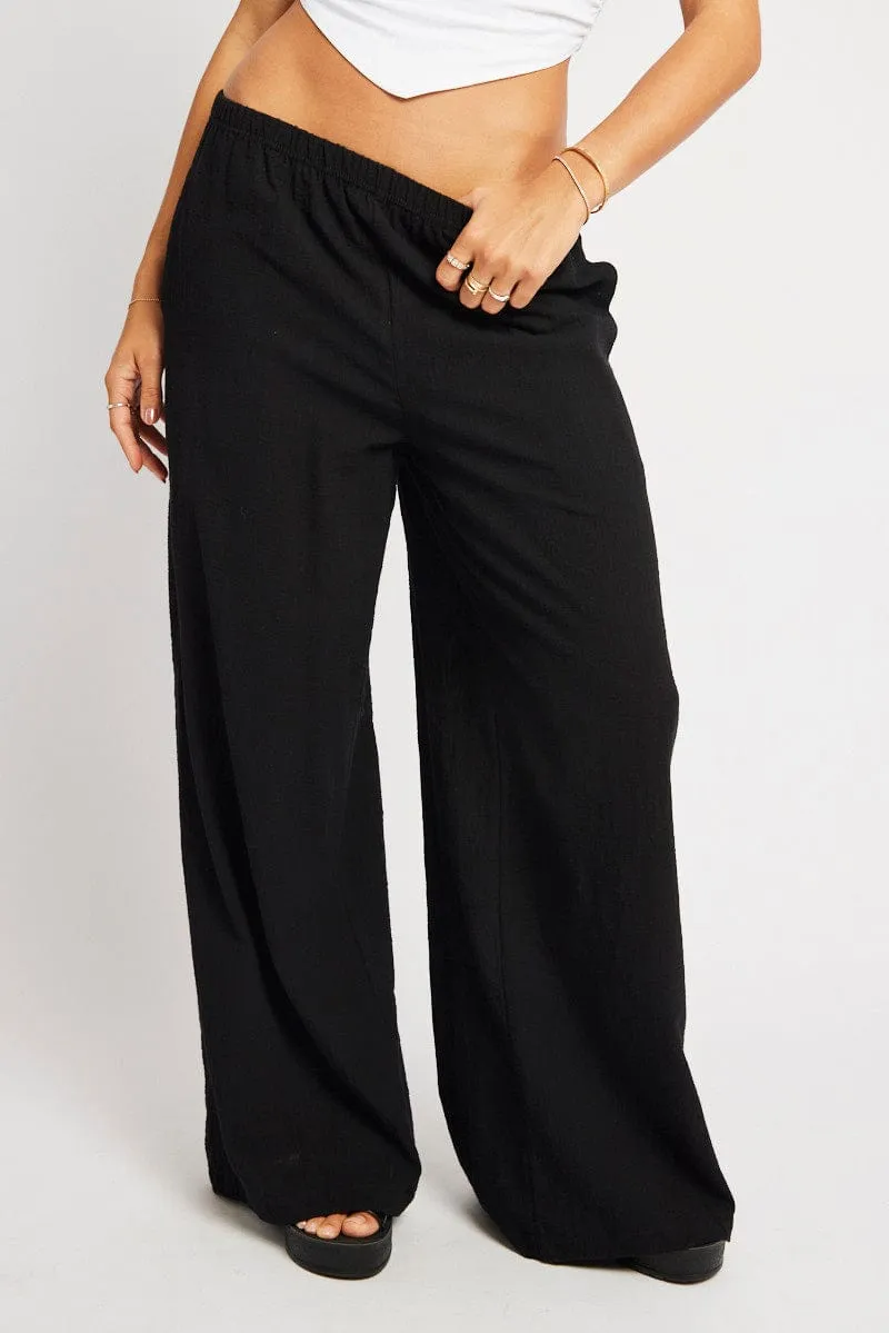 Black Wide Leg Pants High Rise sold by Ally Fashion product image thumbnail 3