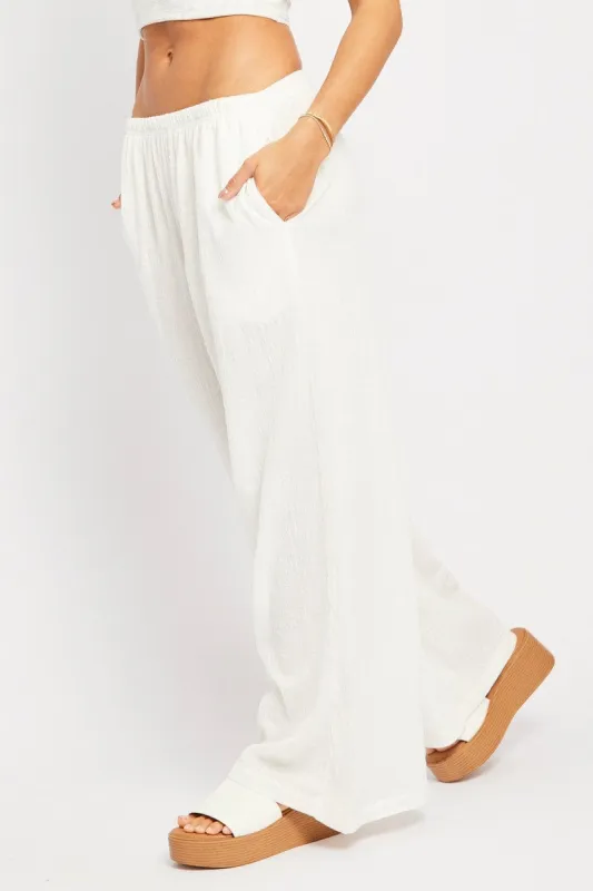 White Wide Leg Pants High Rise sold by Ally Fashion