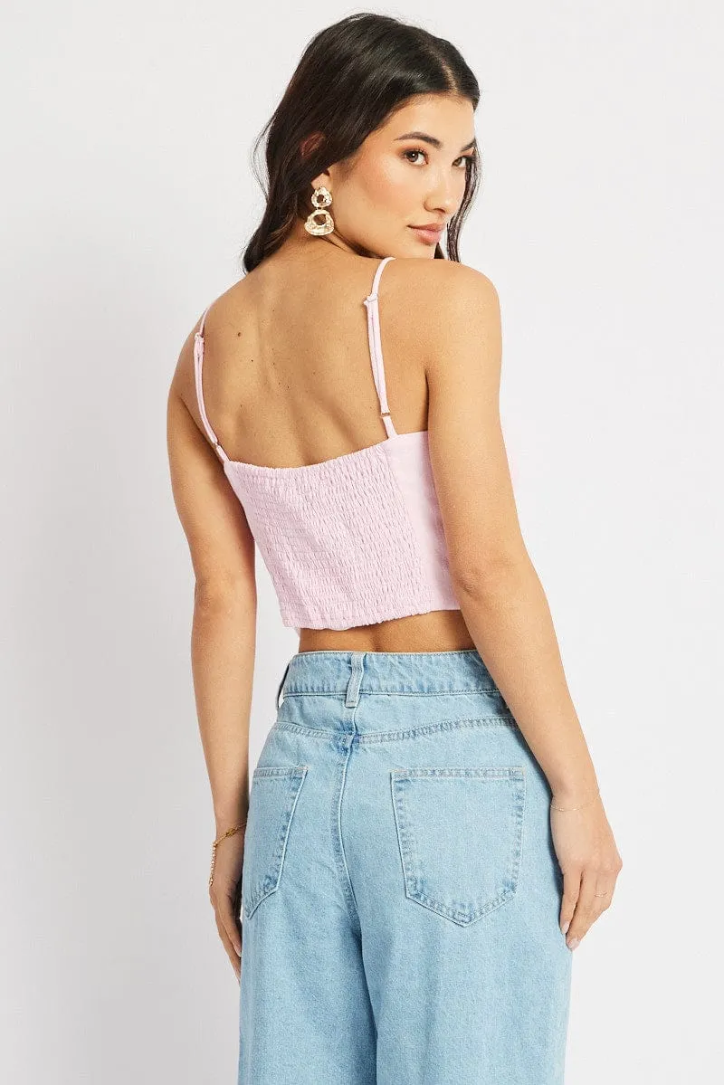 Pink Cami Top Sleeveless Corset Linen Blend sold by Ally Fashion product image thumbnail 5