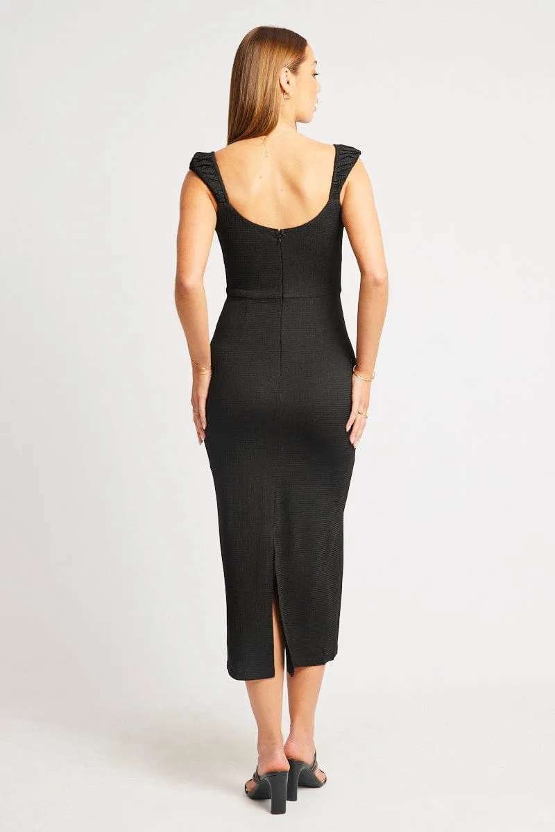 Black Bodycon Dress Textured Midi sold by Ally Fashion product image thumbnail 5