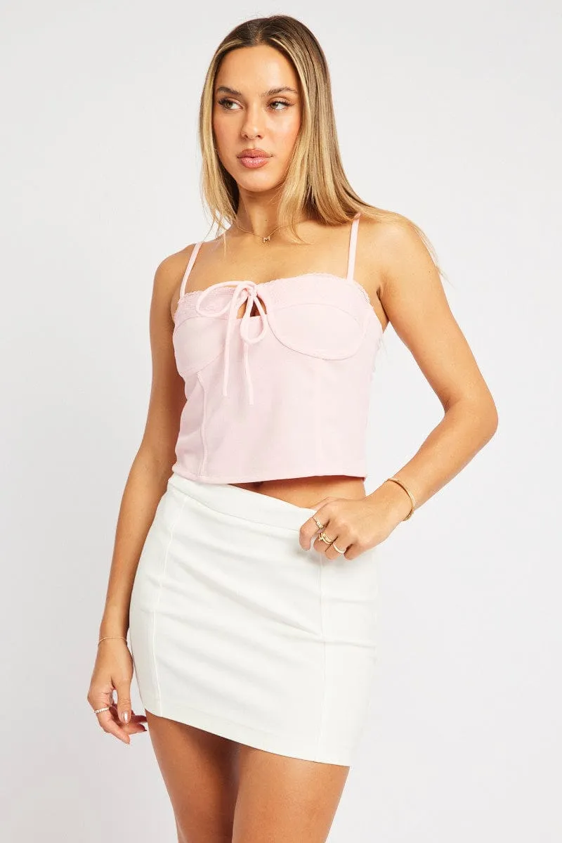 Pink Singlet Top Contrast Lace Trim sold by Ally Fashion product image thumbnail 3