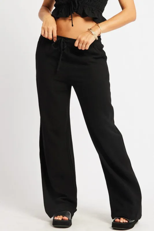 Black Wide Leg Pants Elasticated Waist sold by Ally Fashion