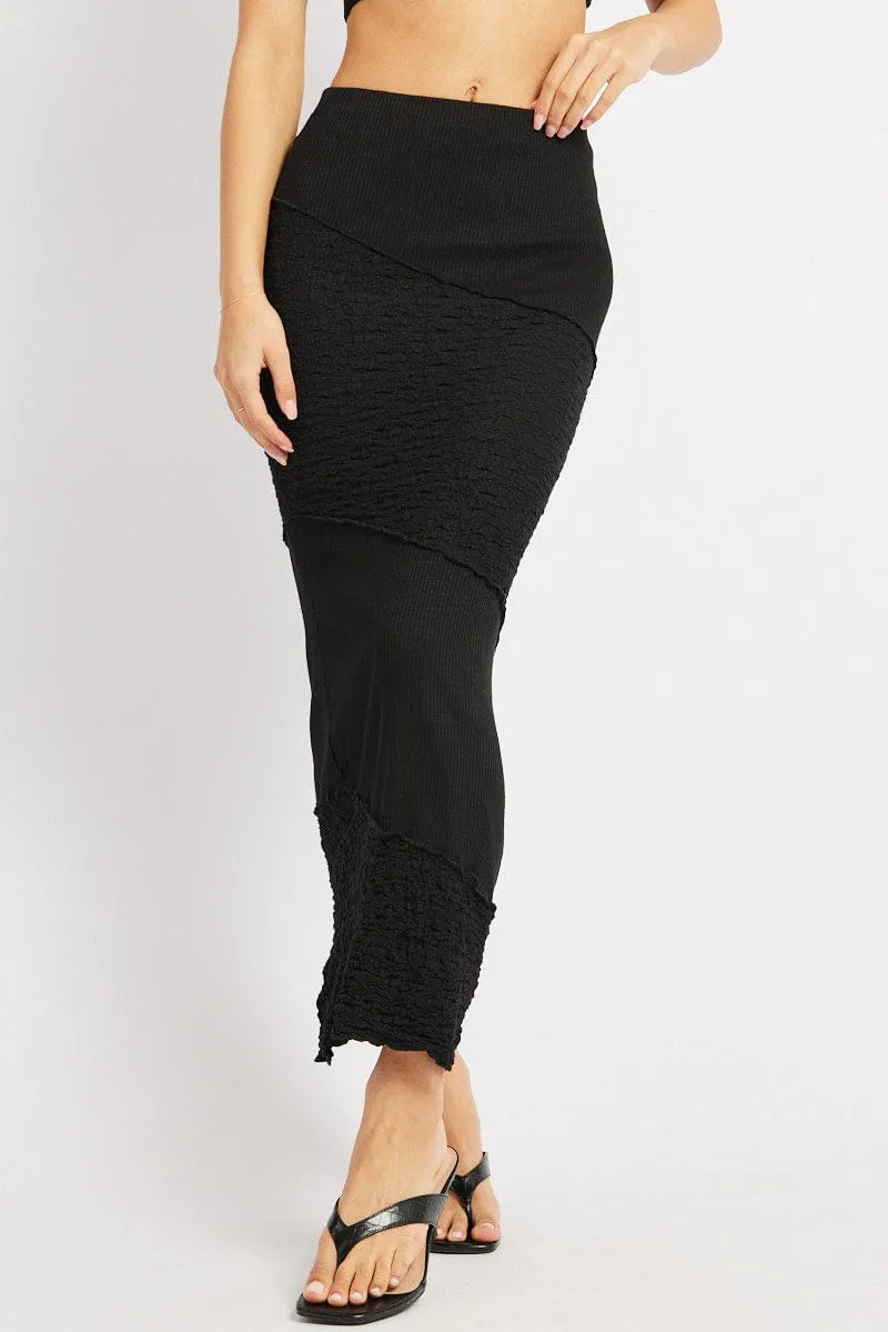 Black Midi Skirt Texture sold by Ally Fashion product image thumbnail 3