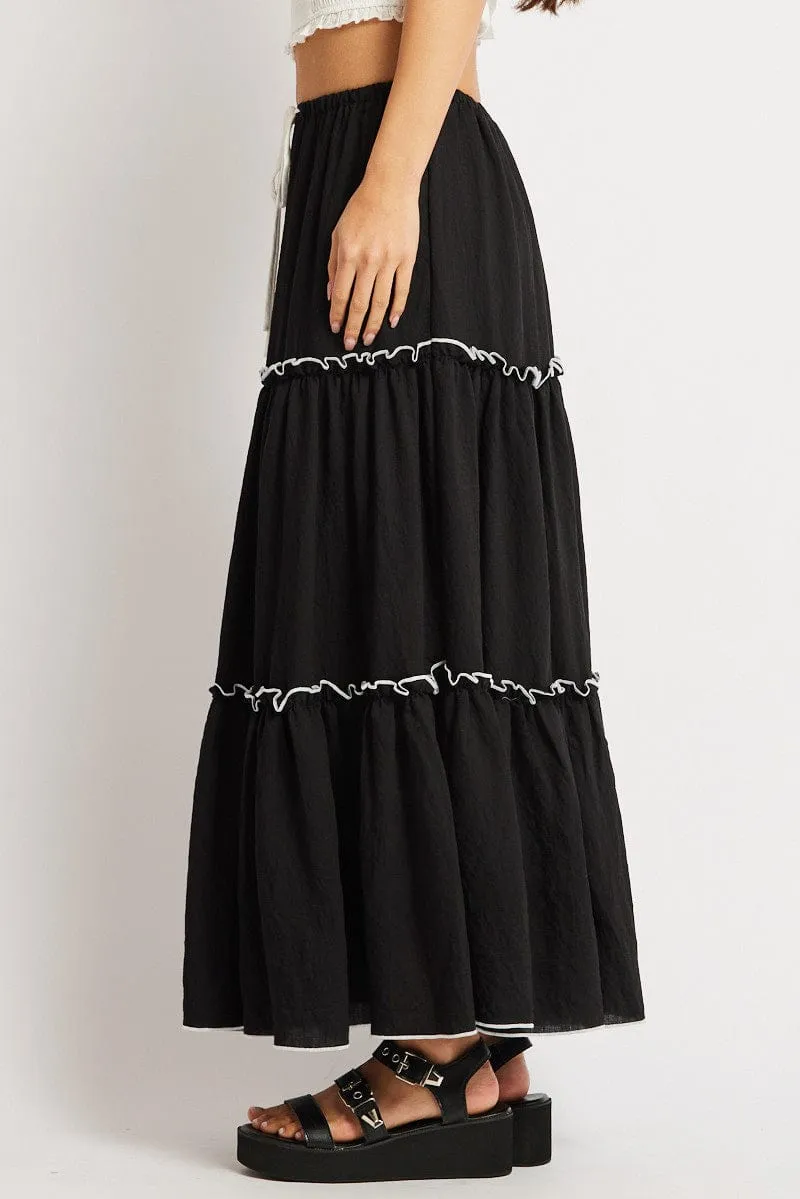 Black Tiered Maxi Skirt sold by Ally Fashion product image thumbnail 4
