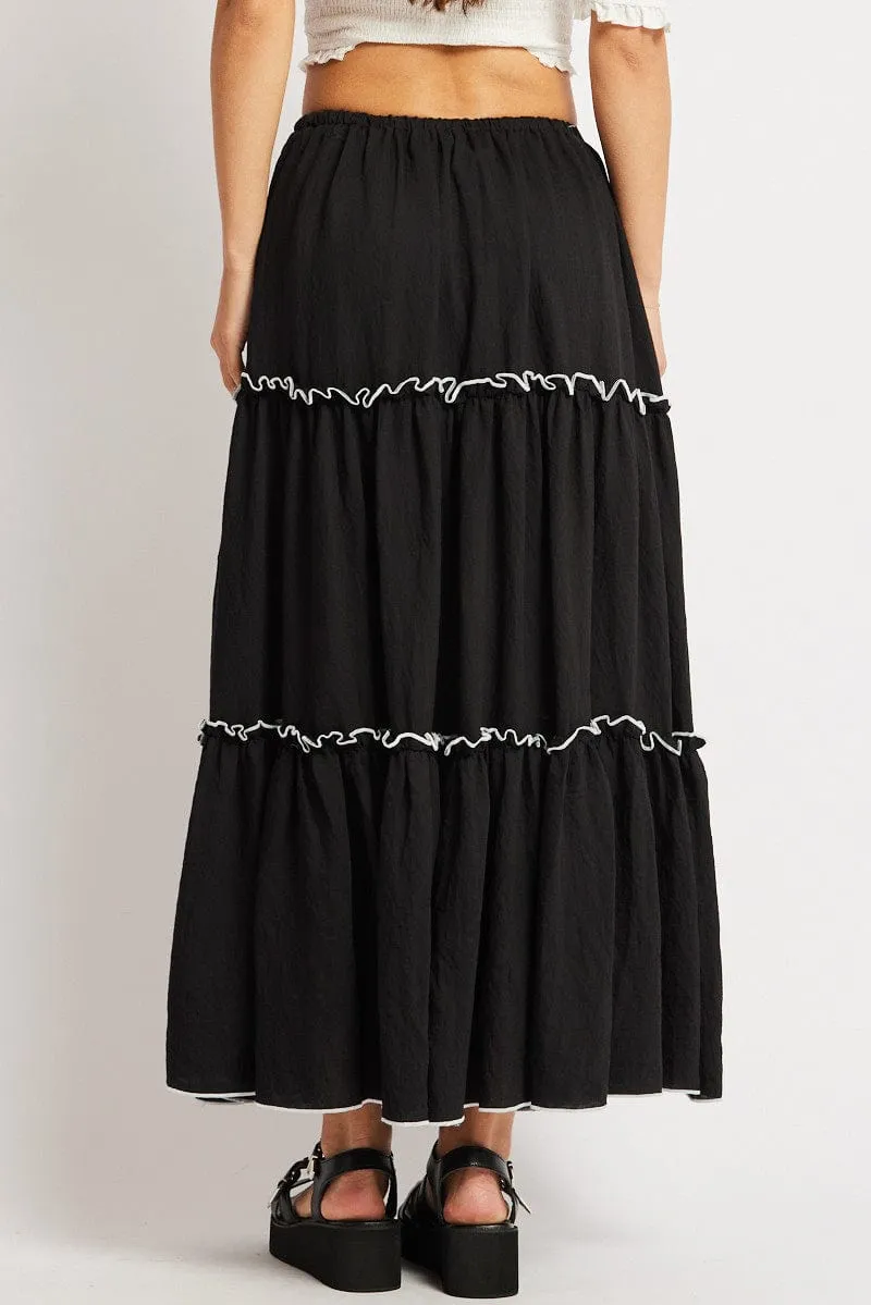 Black Tiered Maxi Skirt sold by Ally Fashion product image thumbnail 5