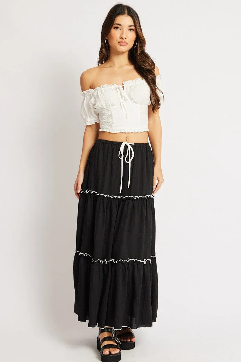 Black Tiered Maxi Skirt sold by Ally Fashion product image thumbnail 2