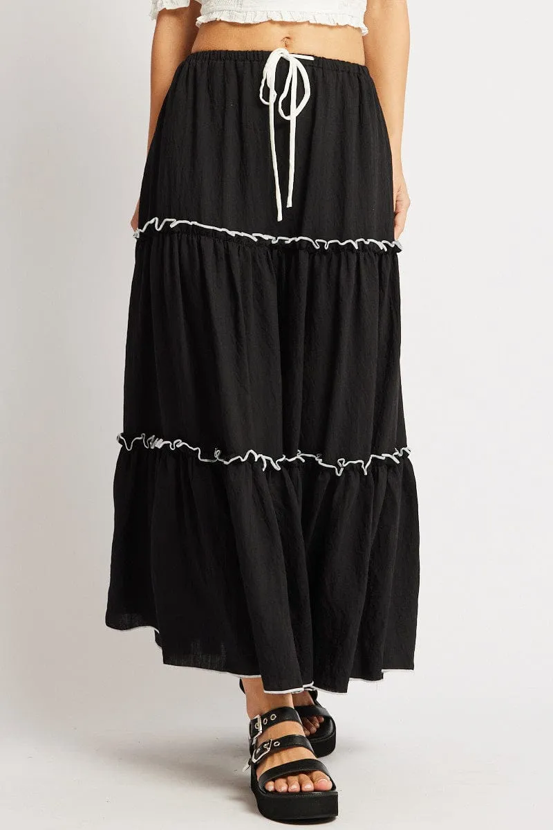 Black Tiered Maxi Skirt sold by Ally Fashion product image thumbnail 3