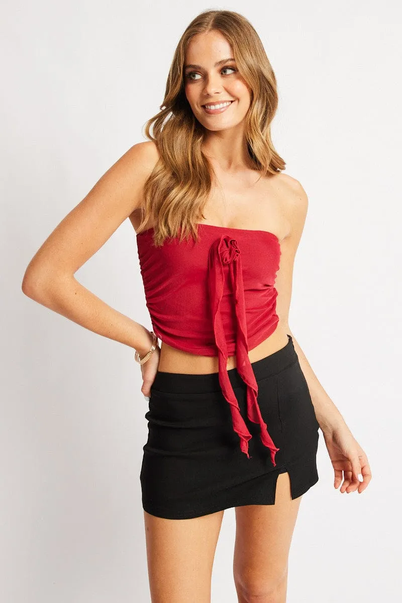 Red Bandeau Top Mesh Rosette sold by Ally Fashion product image thumbnail 3