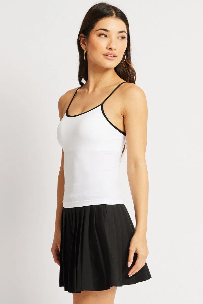 White Singlet Top Contrast Binding Seamless sold by Ally Fashion product image thumbnail 4