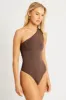 Brown Bodysuit One Shoulder sold by Ally Fashion