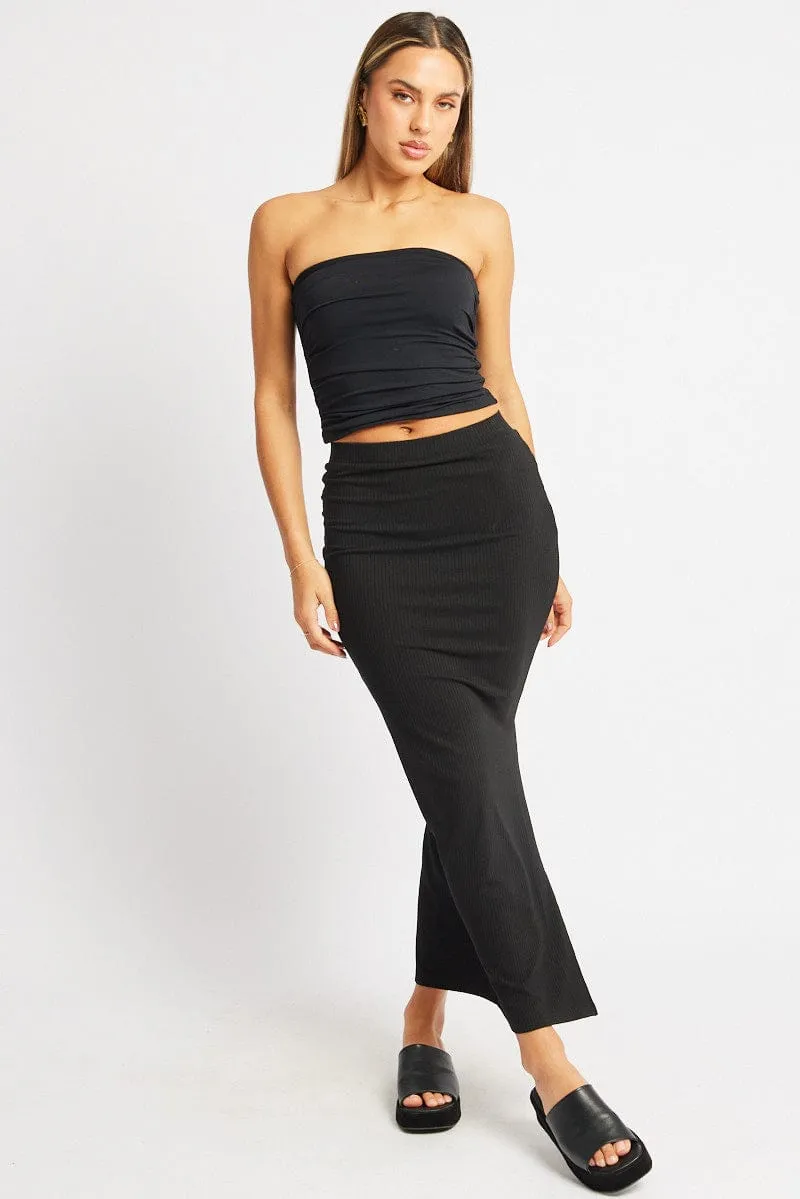 Black Bandeau Top Side Rushed Supersoft sold by Ally Fashion product image thumbnail 2