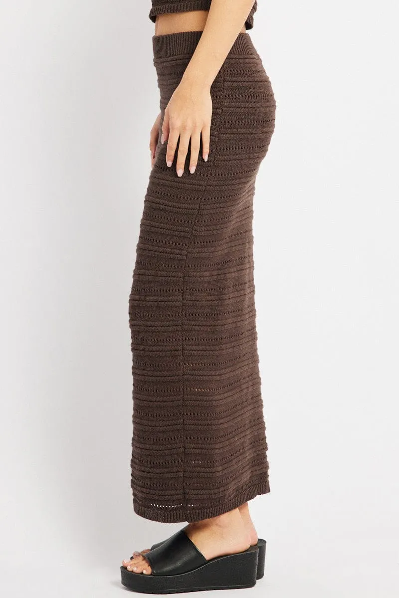 Brown Crochet Skirt High Rise Elastic Waistband Midi sold by Ally Fashion product image thumbnail 4