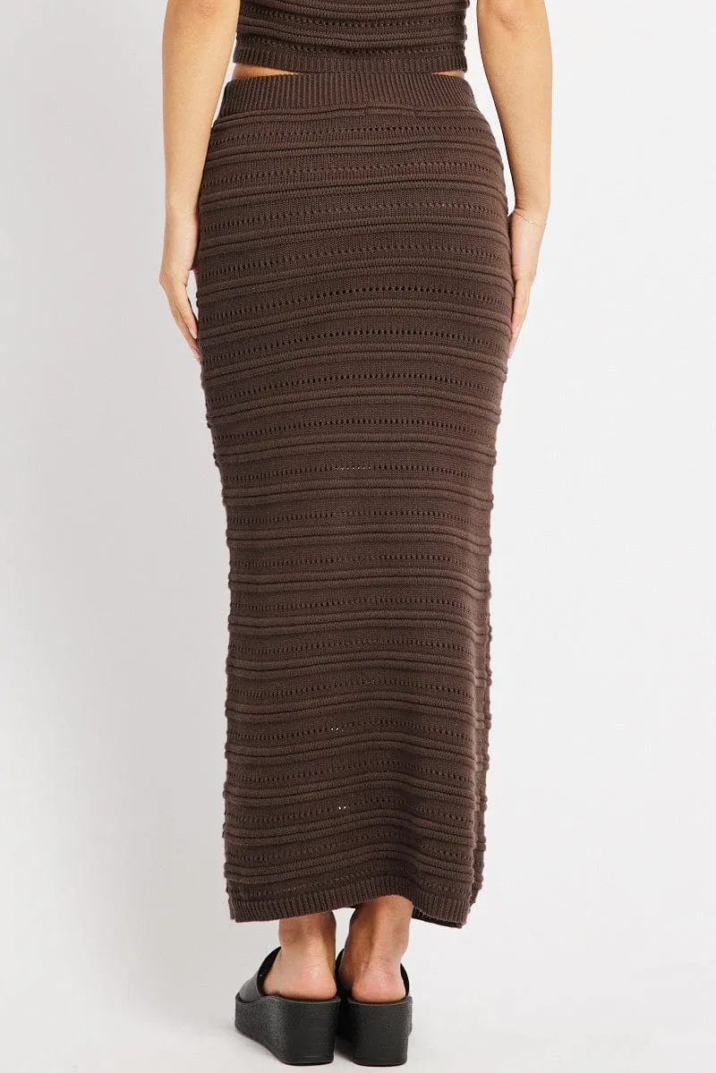 Brown Crochet Skirt High Rise Elastic Waistband Midi sold by Ally Fashion product image thumbnail 5