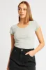 Grey T Shirt Short Sleeve V Neck sold by Ally Fashion