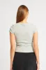 Grey T Shirt Short Sleeve V Neck sold by Ally Fashion