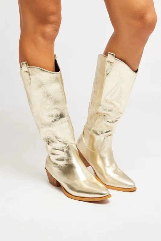 Gold Cowboy Boots sold by Ally Fashion