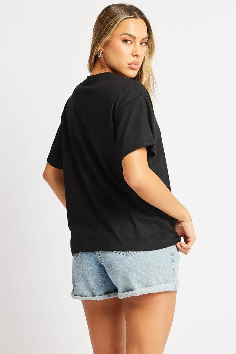 Black Oversized T Shirt Short Sleeve Crew Neck sold by Ally Fashion product image thumbnail 5