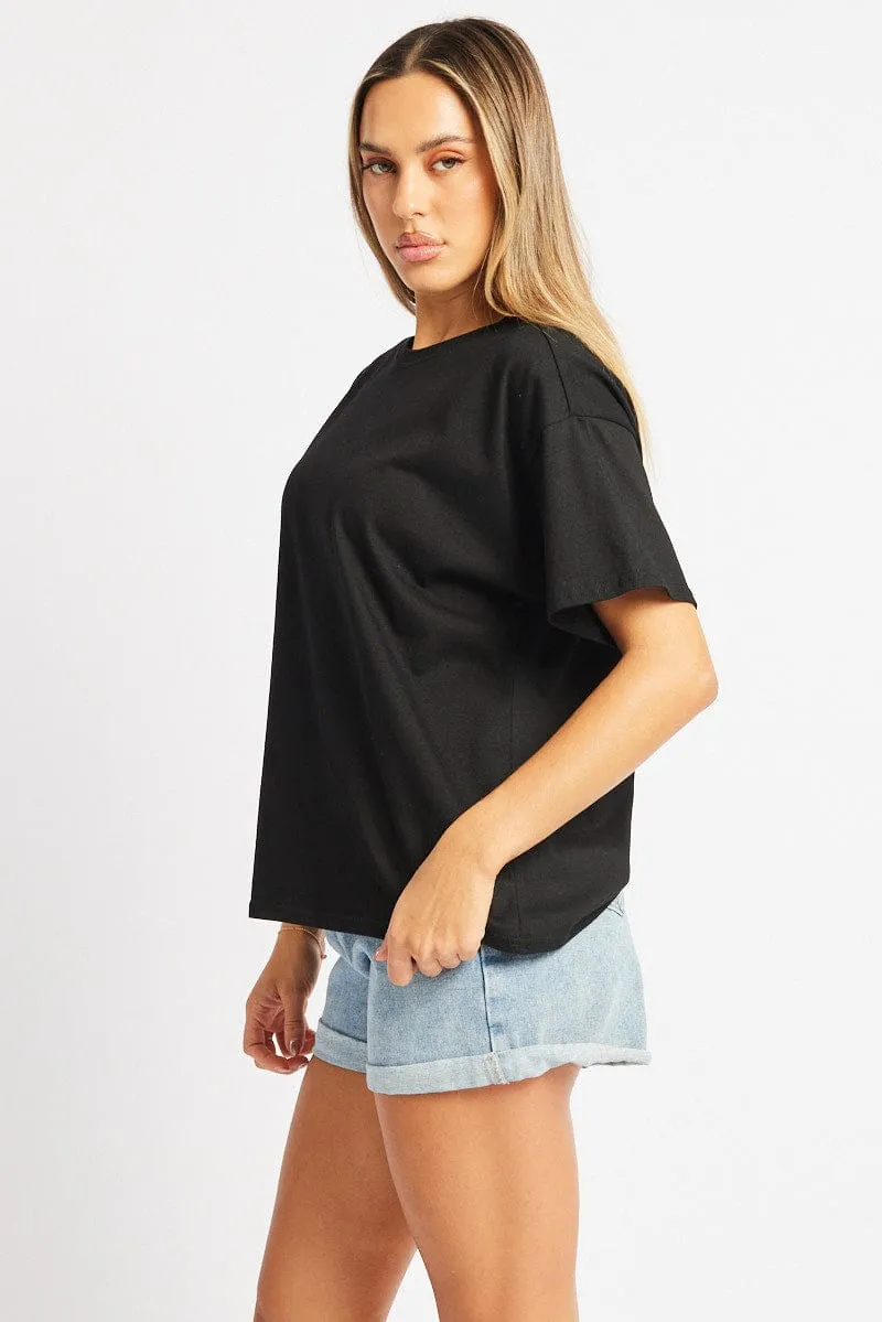 Black Oversized T Shirt Short Sleeve Crew Neck sold by Ally Fashion product image thumbnail 4