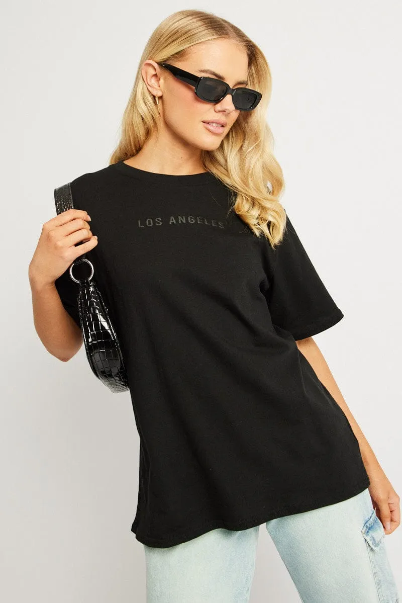 Black Graphic Tee Short Sleeve sold by Ally Fashion