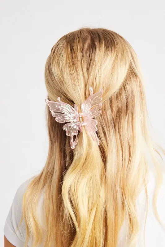 Pink Iridescent Butterfly Claw Clip sold by Ally Fashion
