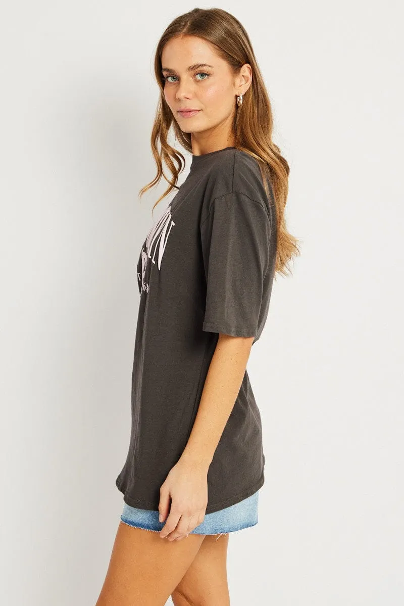 Grey Graphic Tee Short Sleeve sold by Ally Fashion product image thumbnail 4