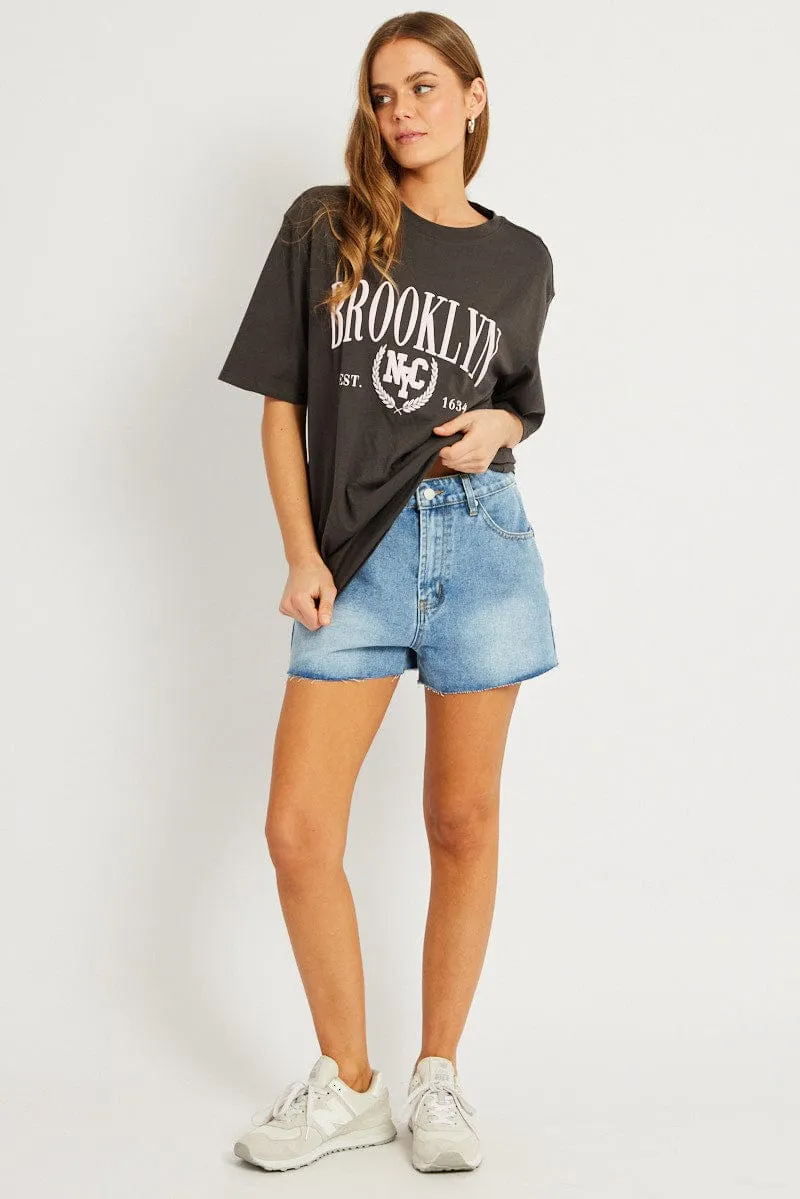 Grey Graphic Tee Short Sleeve sold by Ally Fashion product image thumbnail 2