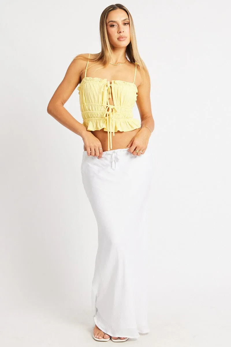 Yellow Cami Top Sleeveless Tie Front Linen Blend sold by Ally Fashion product image thumbnail 2