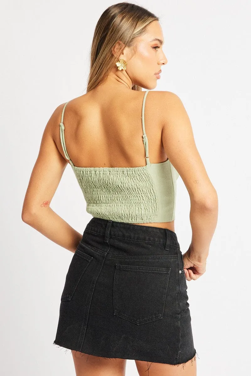 Green Cami Top Sleeveless Corset Linen Blend sold by Ally Fashion product image thumbnail 5