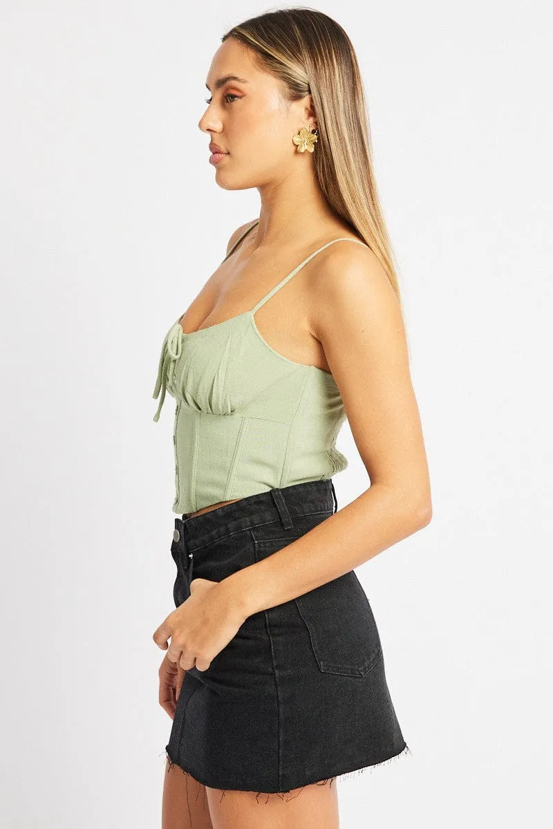 Green Cami Top Sleeveless Corset Linen Blend sold by Ally Fashion product image thumbnail 4