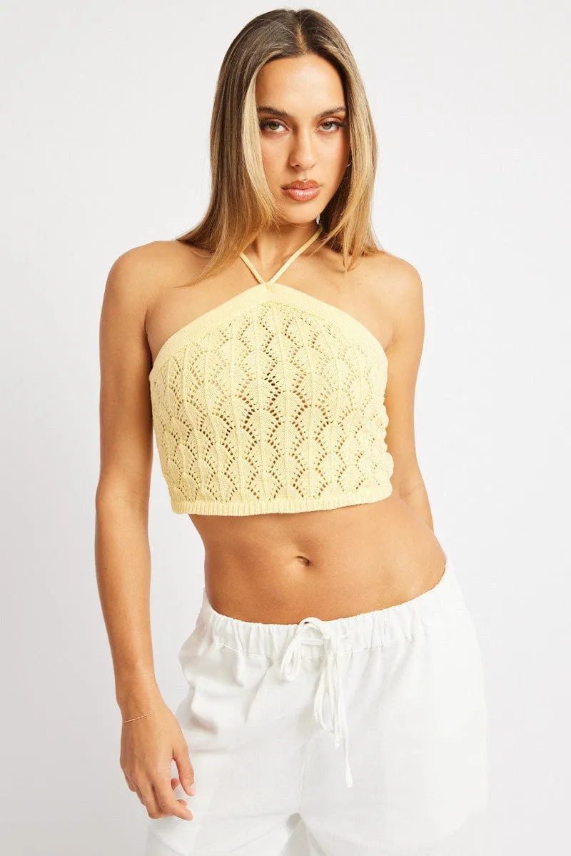Yellow Halter Neck Knit Top sold by Ally Fashion product image thumbnail 3