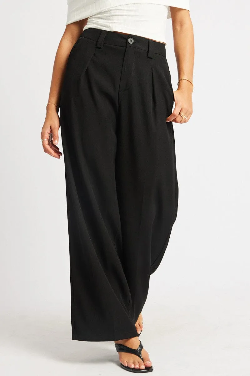 Black Wide Leg Pants High Rise sold by Ally Fashion product image thumbnail 3