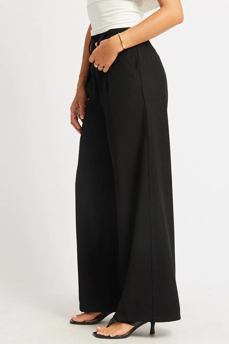 Black Wide Leg Pants High Rise sold by Ally Fashion product image thumbnail 4