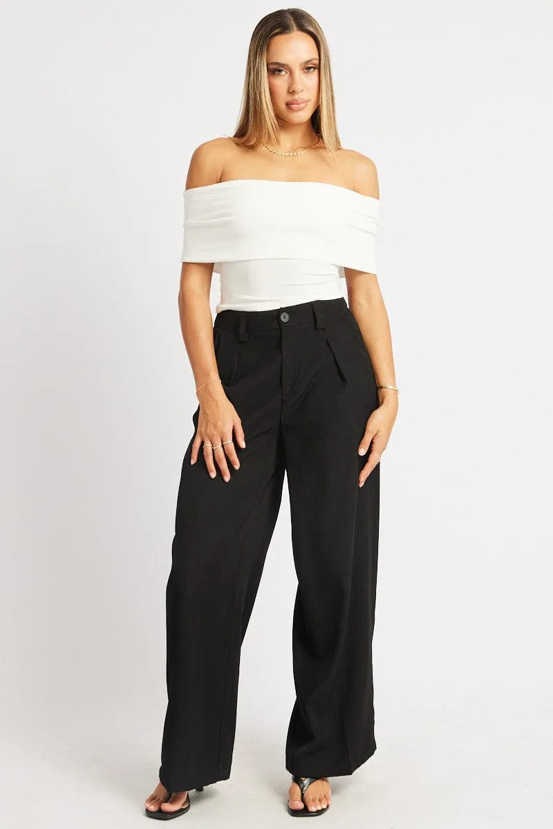 Black Wide Leg Pants High Rise sold by Ally Fashion product image thumbnail 2