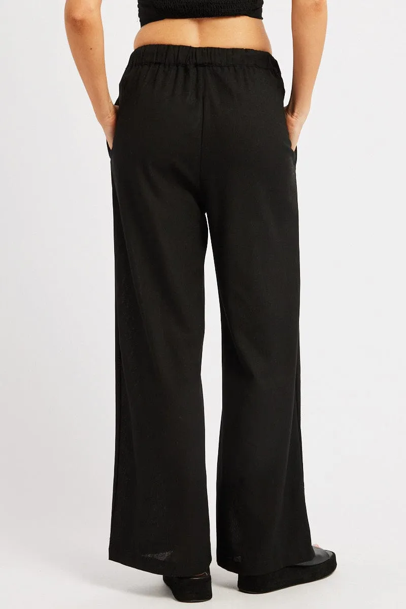 Black Wide Leg Pants Elasticated Waist sold by Ally Fashion product image thumbnail 5