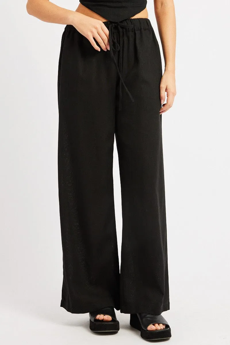 Black Wide Leg Pants Elasticated Waist sold by Ally Fashion product image thumbnail 3