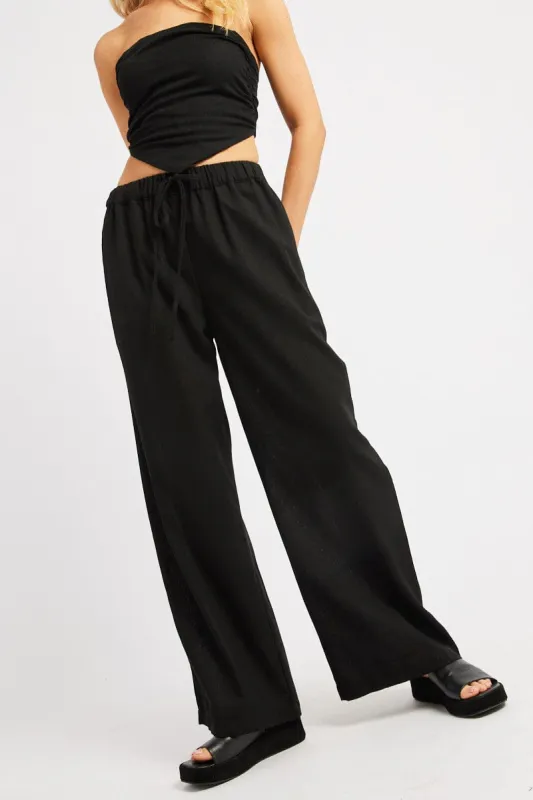 Black Wide Leg Pants Elasticated Waist sold by Ally Fashion