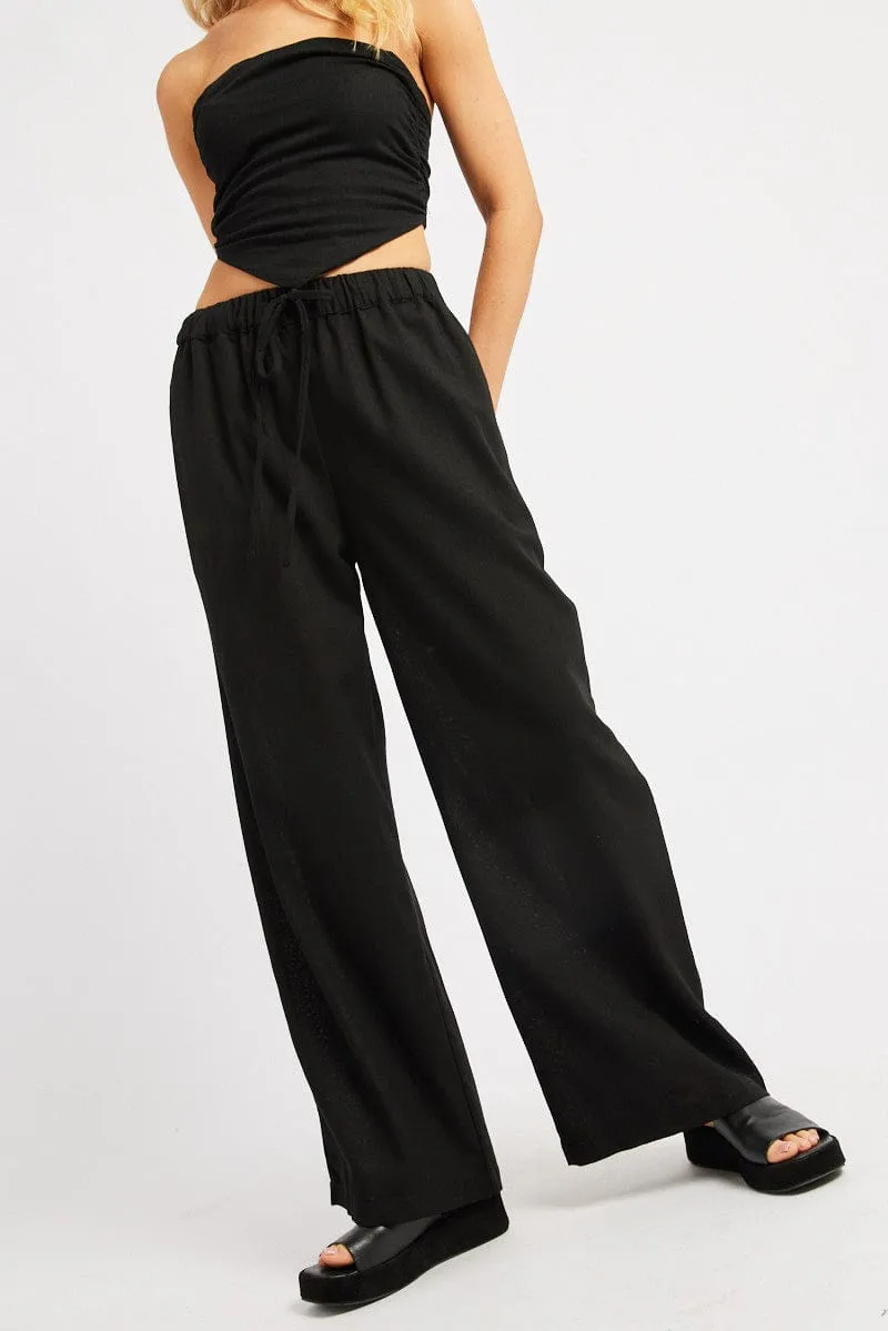 Black Wide Leg Pants Elasticated Waist sold by Ally Fashion