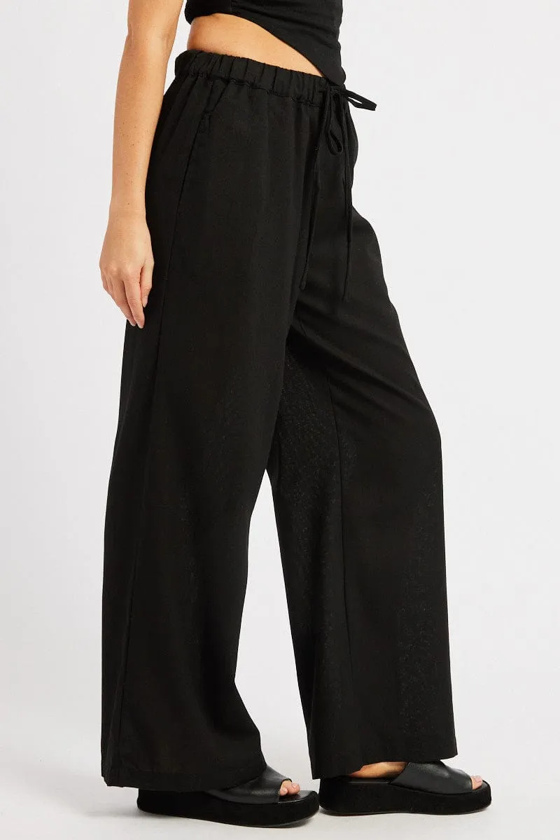 Black Wide Leg Pants Elasticated Waist sold by Ally Fashion product image thumbnail 4