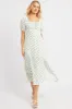 White Ditsy Midi Dress Short Sleeve Side Split sold by Ally Fashion