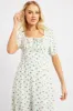 White Ditsy Midi Dress Short Sleeve Side Split sold by Ally Fashion
