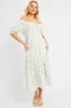 White Ditsy Midi Dress Short Sleeve Side Split sold by Ally Fashion