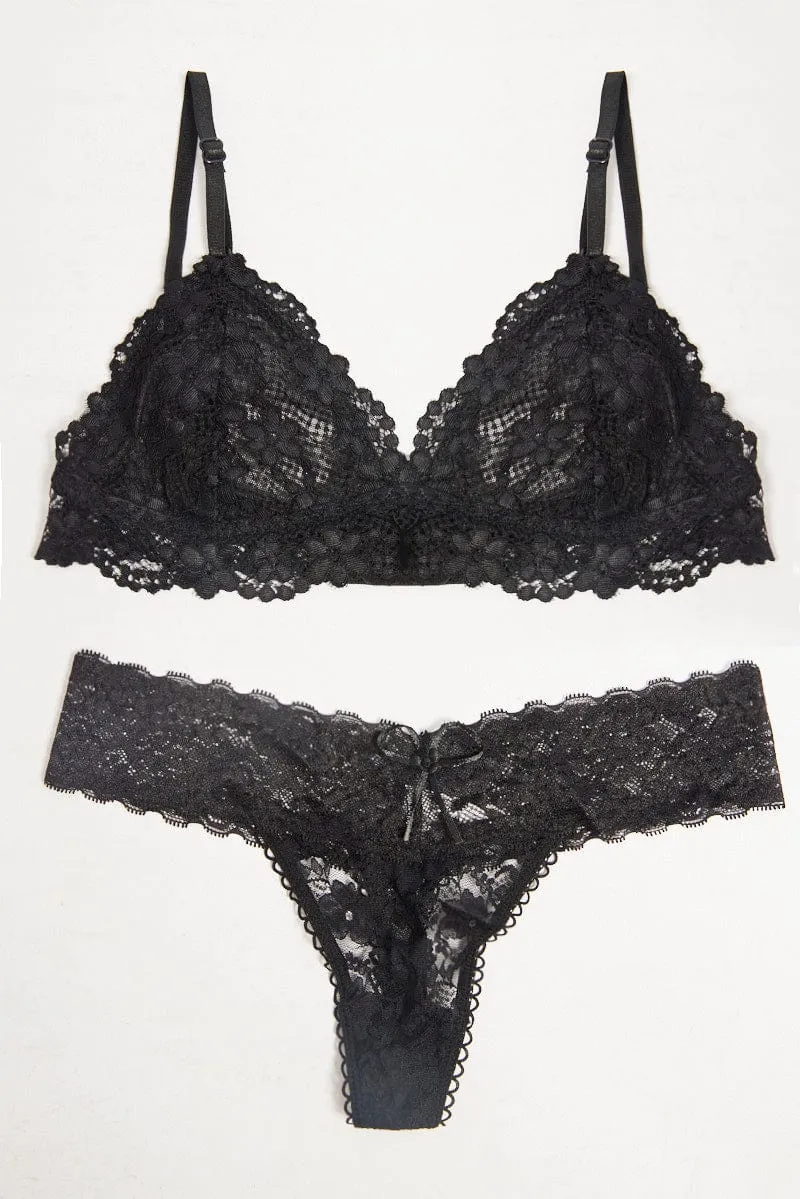 Black Lace Lingerie Set sold by Ally Fashion