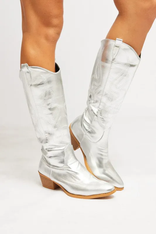 Silver Cowboy Boots sold by Ally Fashion