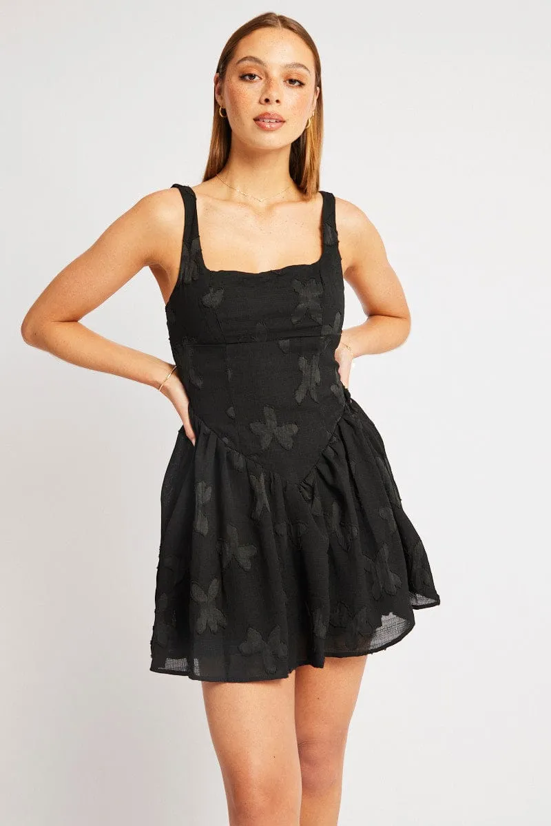 Black Fit And Flare Dress Mini Burn Out sold by Ally Fashion product image thumbnail 2