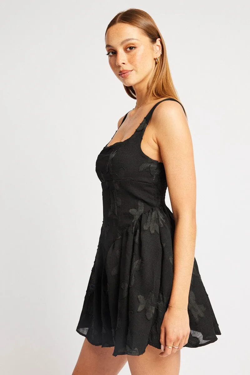 Black Fit And Flare Dress Mini Burn Out sold by Ally Fashion product image thumbnail 4