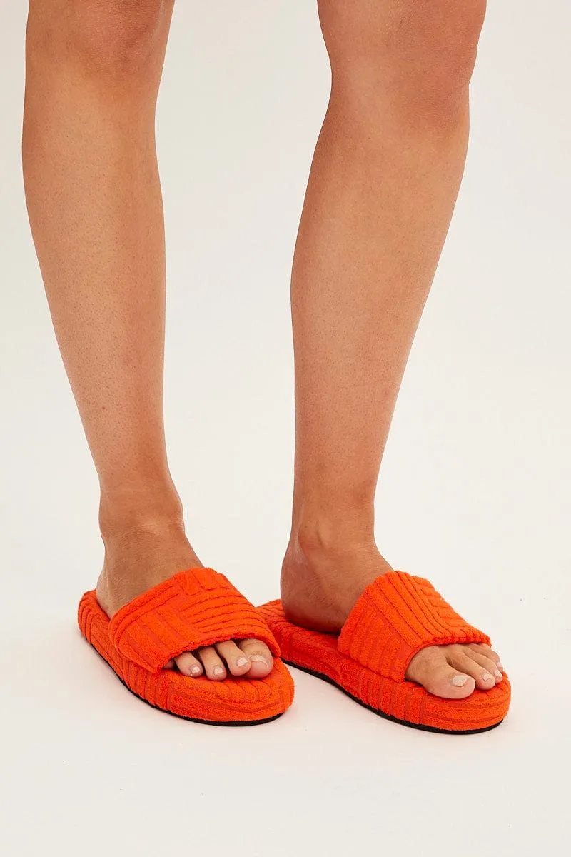 Orange Toweling Detail Slippers sold by Ally Fashion