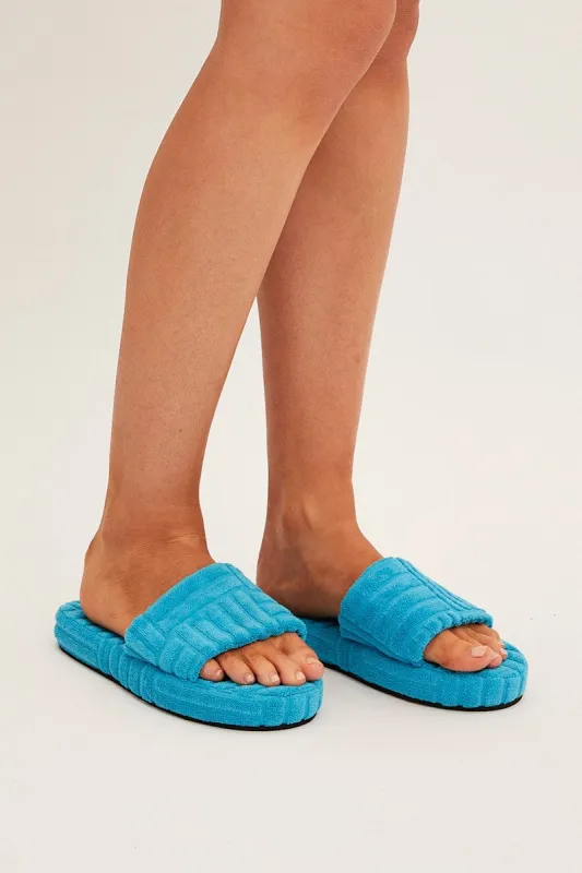 Blue Toweling Detail Slippers sold by Ally Fashion