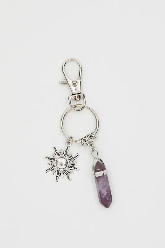 Purple Christmas Crystal Key Ring On Carding sold by Ally Fashion